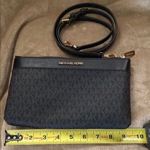Michael Kors Black and Gold Logo Pouch crossbody